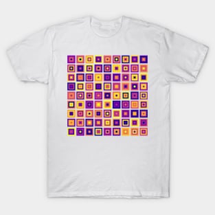 Abstract Square Geometric | Pop Fashion Modern Fusion Layered Blue Red Yellow T-Shirt